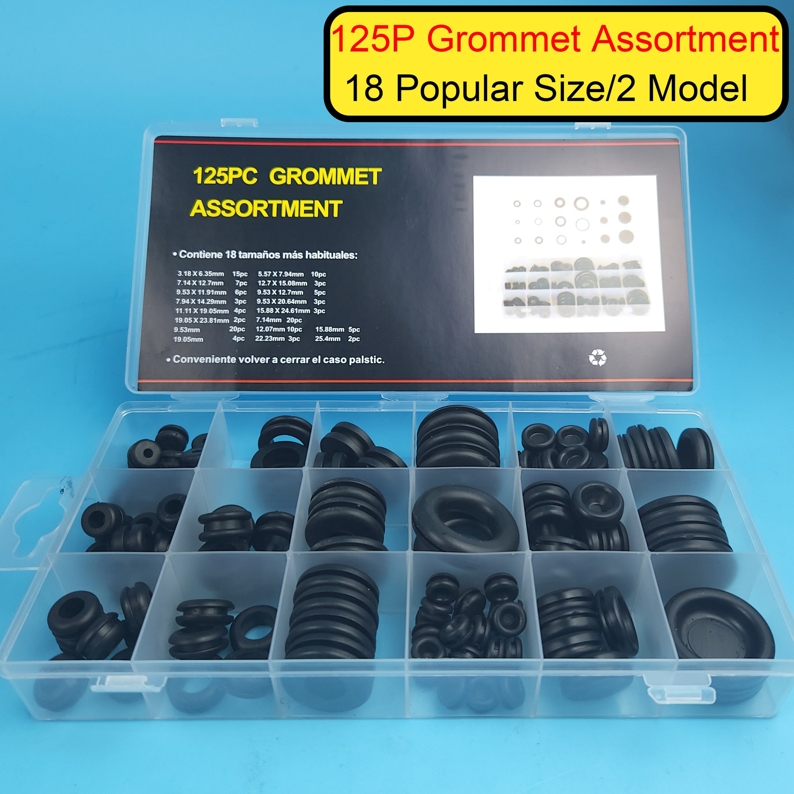 125 pcs Rubber Grommet Assortment